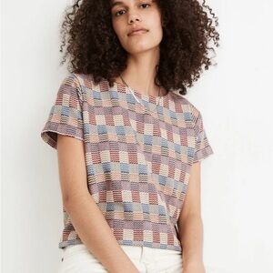 Madewell checkered boxy jacquard tee